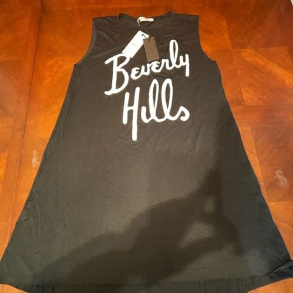 LACT Beverly Hills Black Sleeveless Dress L 95% Rayon 5% Spandex‎